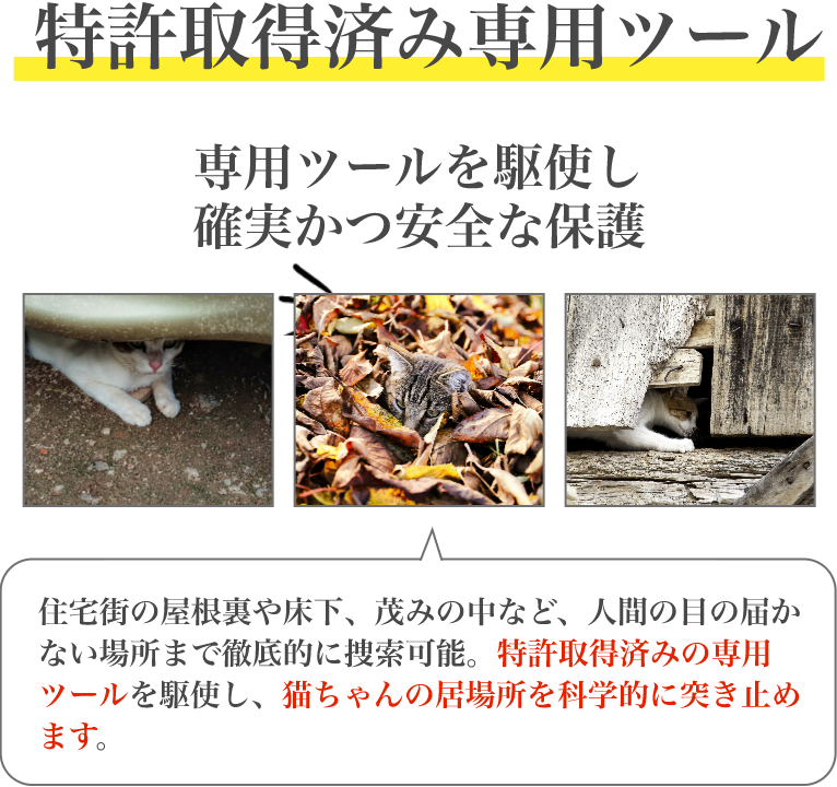 特許取得済み専用ツール：専用ツールを駆使し確実かつ安全な保護を実現