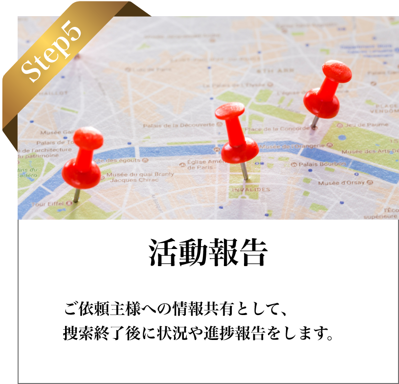 STEP5 活動報告：途中経過を適宜ご報告し、必要に応じて作戦を更新します。